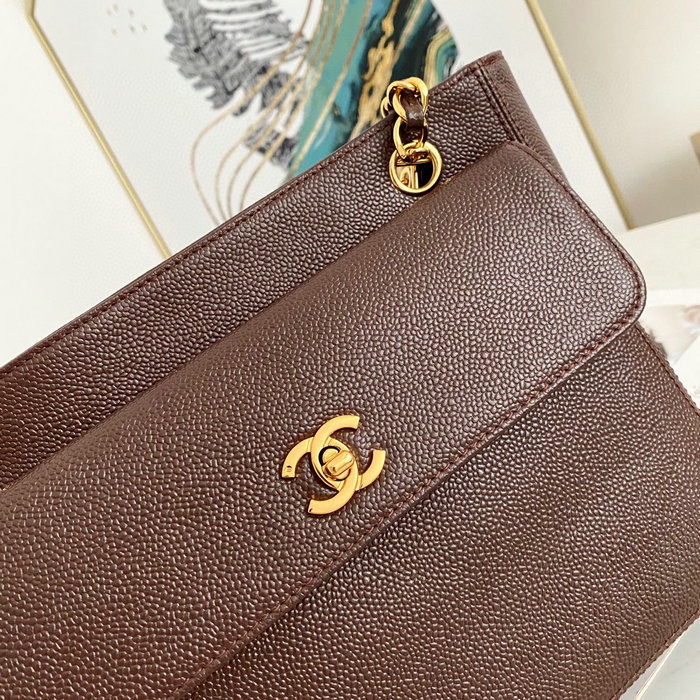 Chanel Grained Calfskin Shoulder Bag Burgundy AS6706