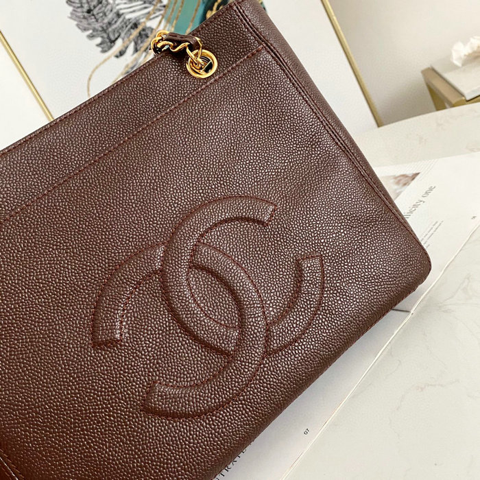 Chanel Grained Calfskin Shoulder Bag Burgundy AS6706
