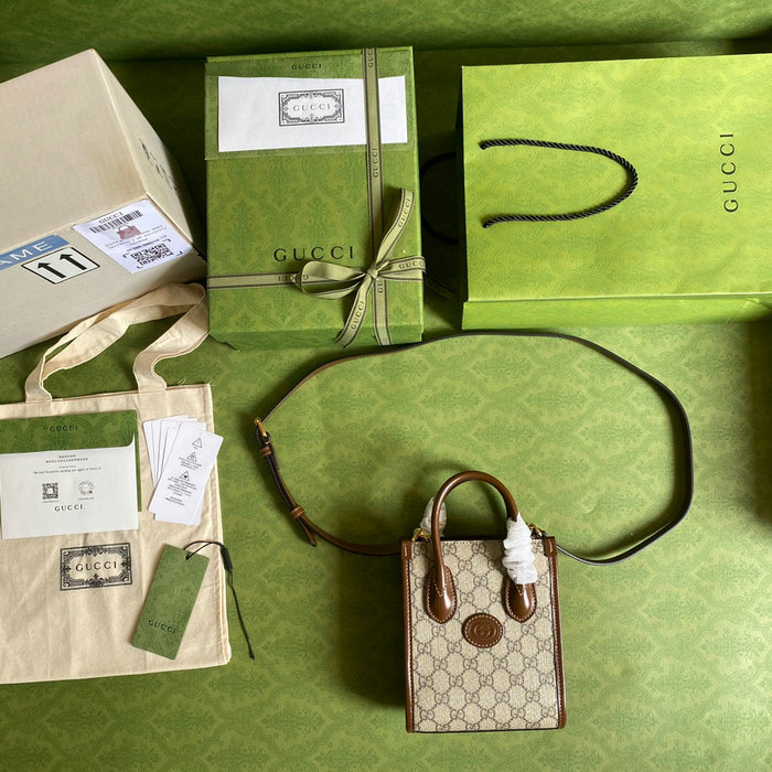 Gucci Mini tote bag with Interlocking G Brown 671623