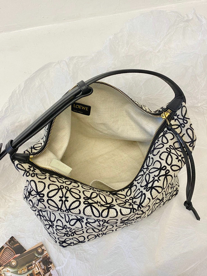 Loewe Small Cubi bag in Anagram jacquard White and Black 90668