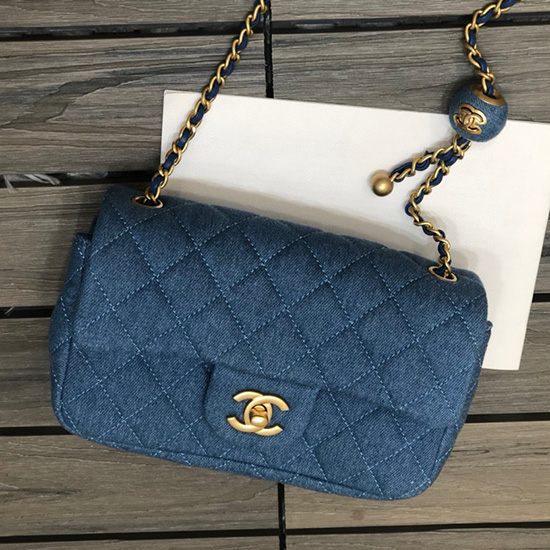 Chanel Denim Small Flap Bag Blue AS1787