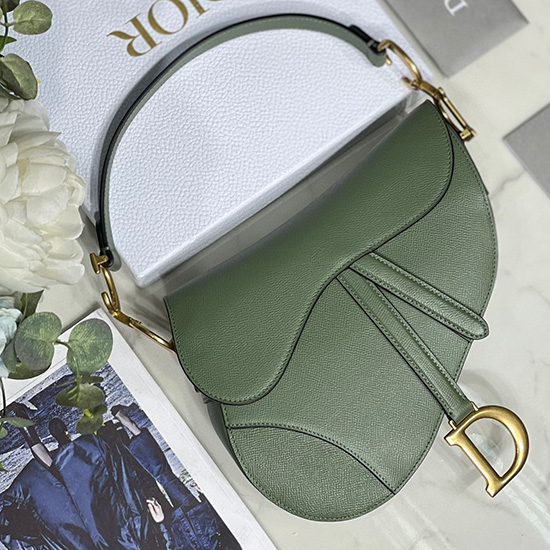Dior Grained Calfskin Saddle Bag Green DM9001