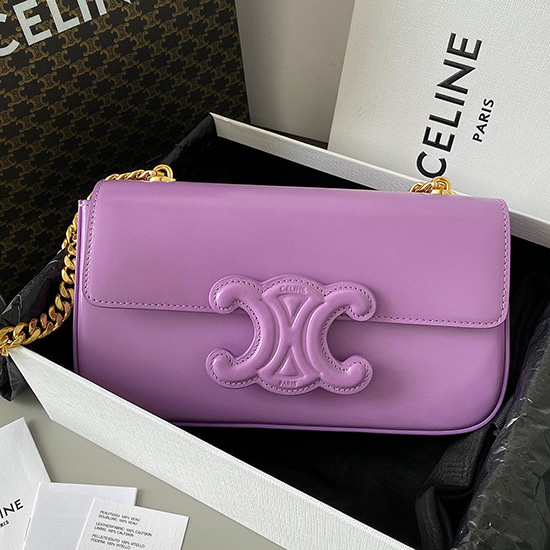 Celine Chain Shoulder Bag Triomphe Purple C35026