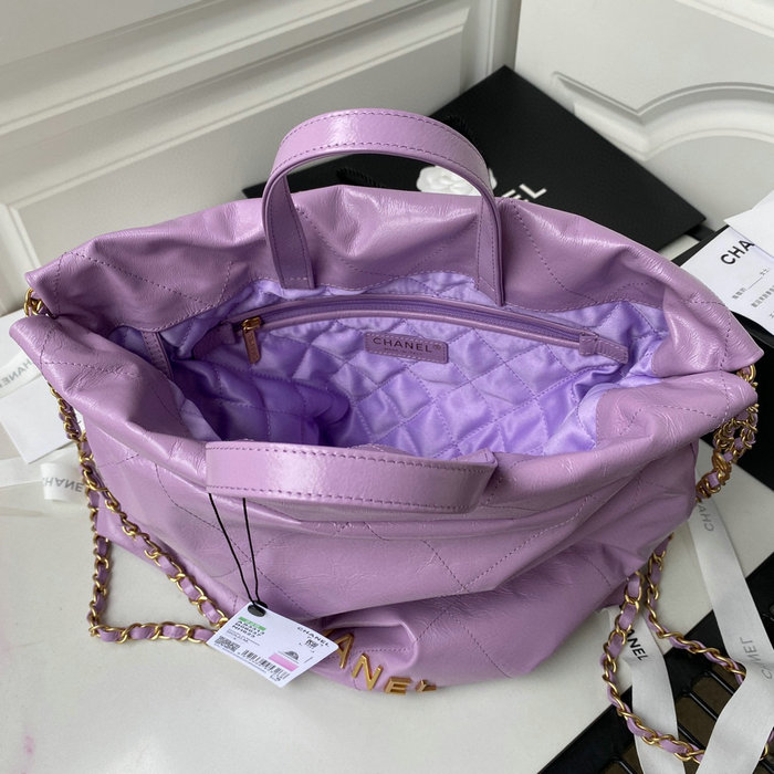 Chanel Calfskin Shopping Tote Purple AS3133