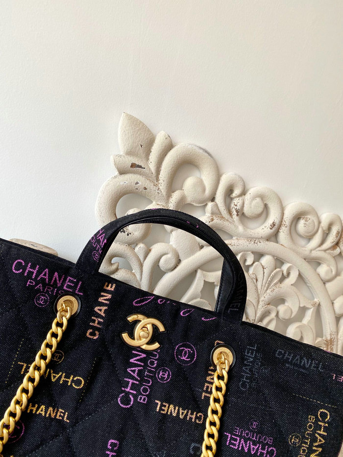 Chanel Denim Tote Bag Black AS3128