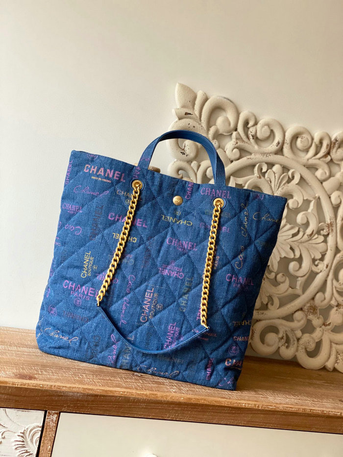 Chanel Denim Tote Bag Blue AS3128