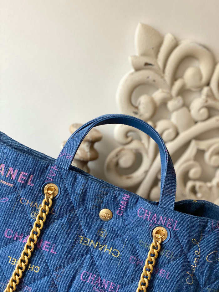 Chanel Denim Tote Bag Blue AS3128