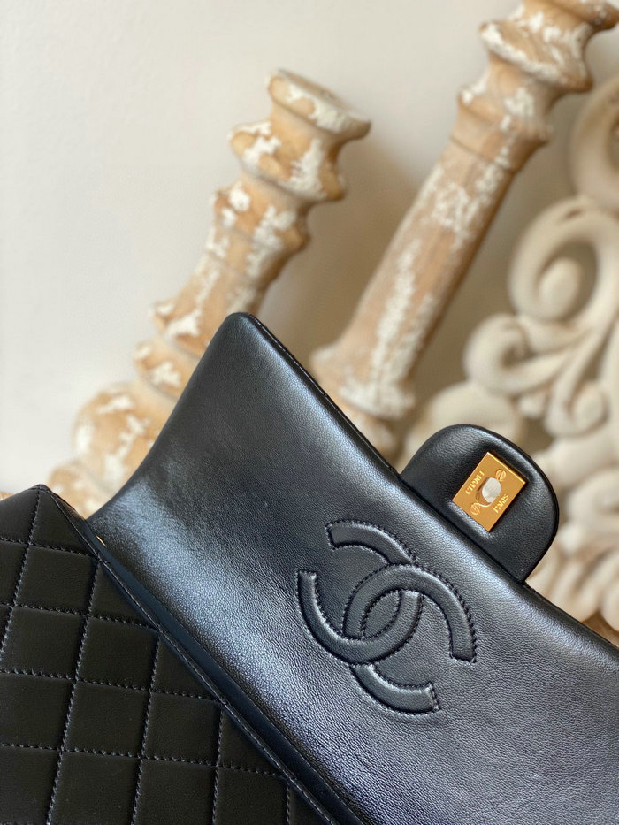 Chanel Lambskin Backpack Black A86