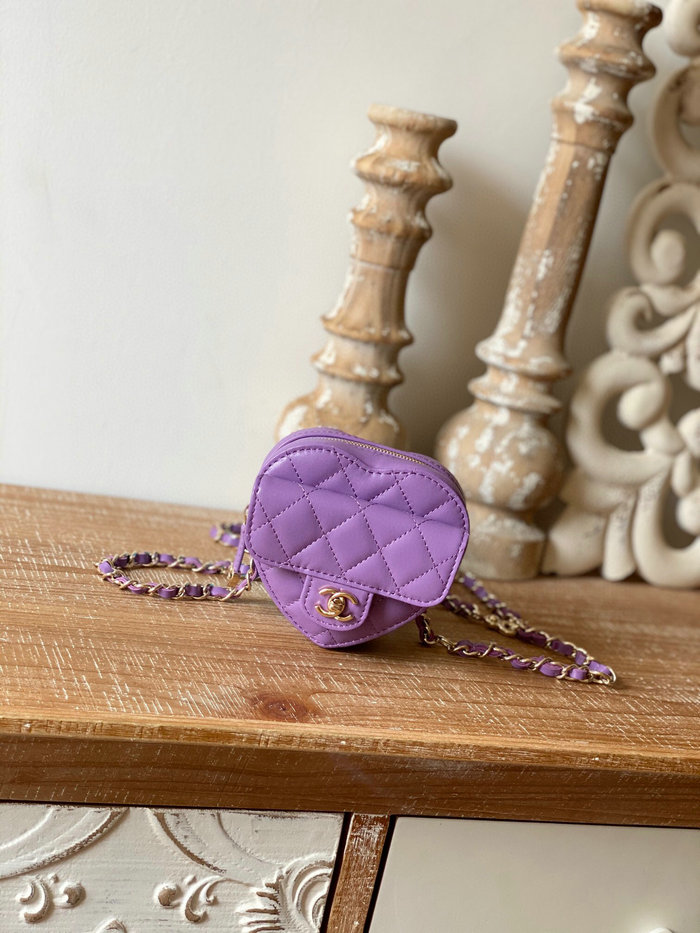 Chanel Lambskin Belt Bag Purple AS81202