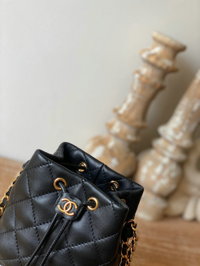 Chanel Lambskin Mini Drawstring Bag Black AP2750