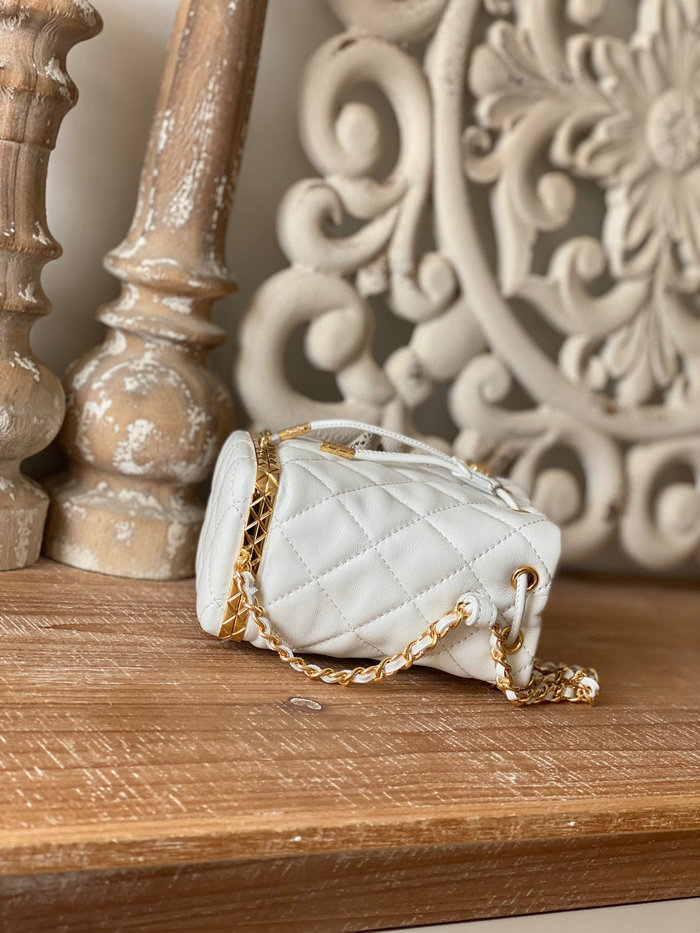 Chanel Lambskin Mini Drawstring Bag White AP2750