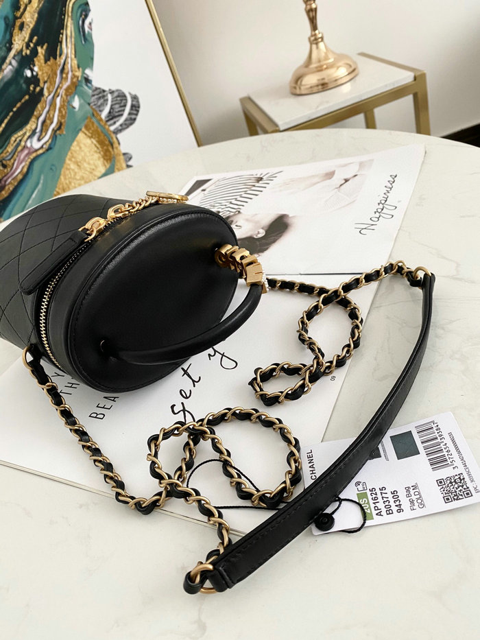 Chanel Lambskin Shoulder Bag with Top Handle Black AS1625