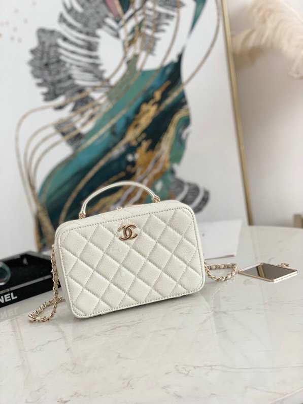 Chanel Vanity Case Bag White AS3168