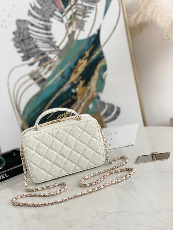 Chanel Vanity Case Bag White AS3168