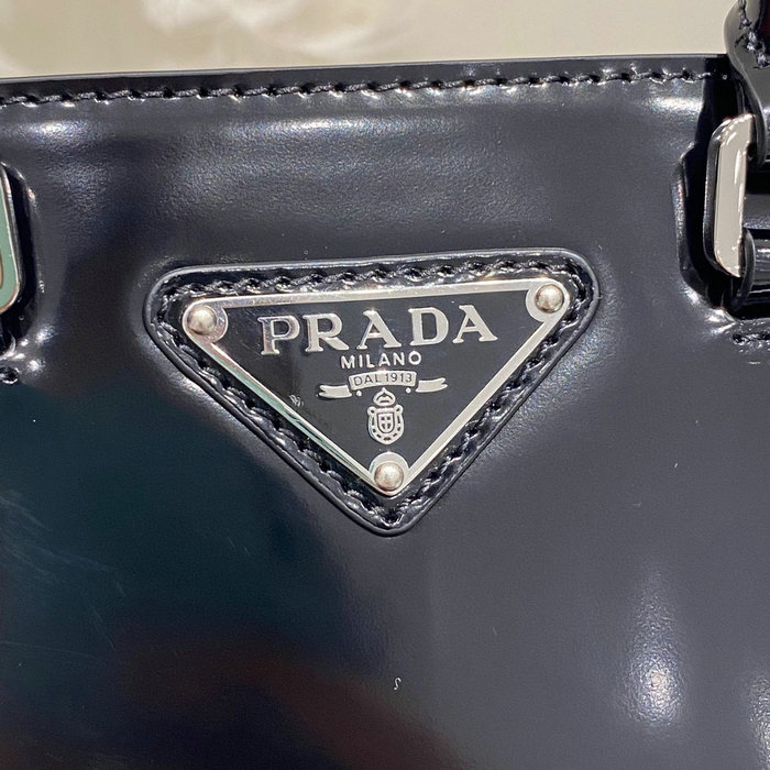 Prada Small brushed leather tote Black 1BA331