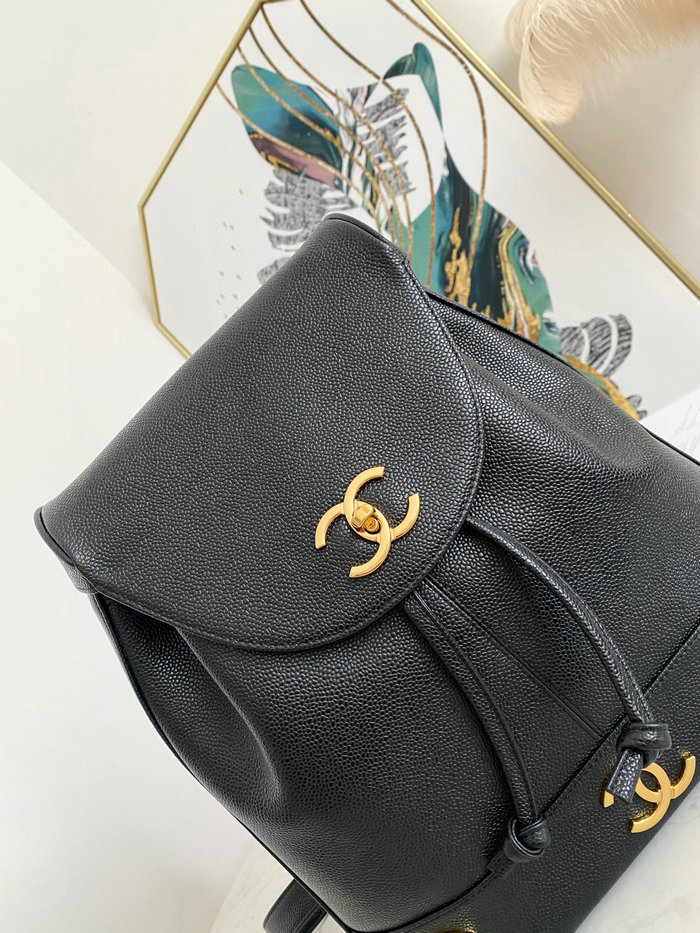 Chanel Grained Calfskin Backpack Black AS6632