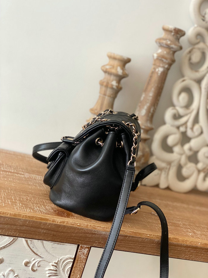 Chanel Lambskin Duma Backpack Black AS2908