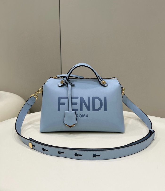 Fendi By The Way Medium Leather Boston Bag Blue F8286