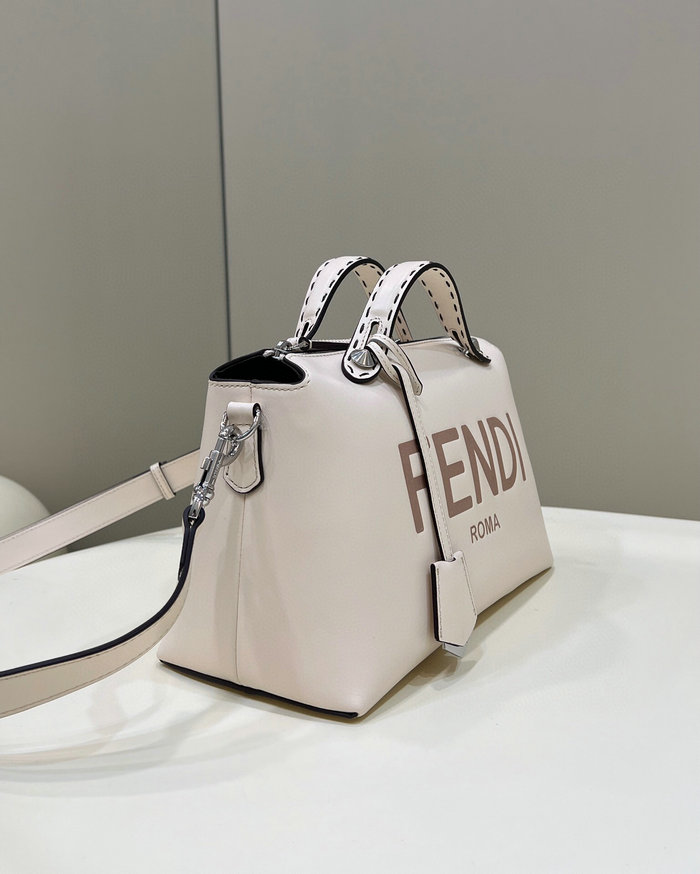 Fendi By The Way Medium Leather Boston Bag White F8286
