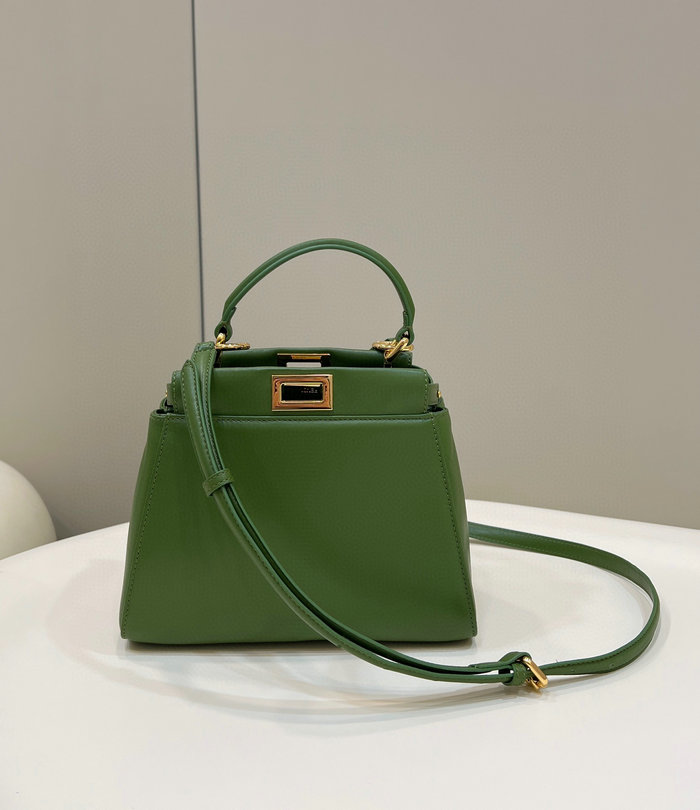 Fendi Nappa Leather Mini Peekaboo Bag Green F8383