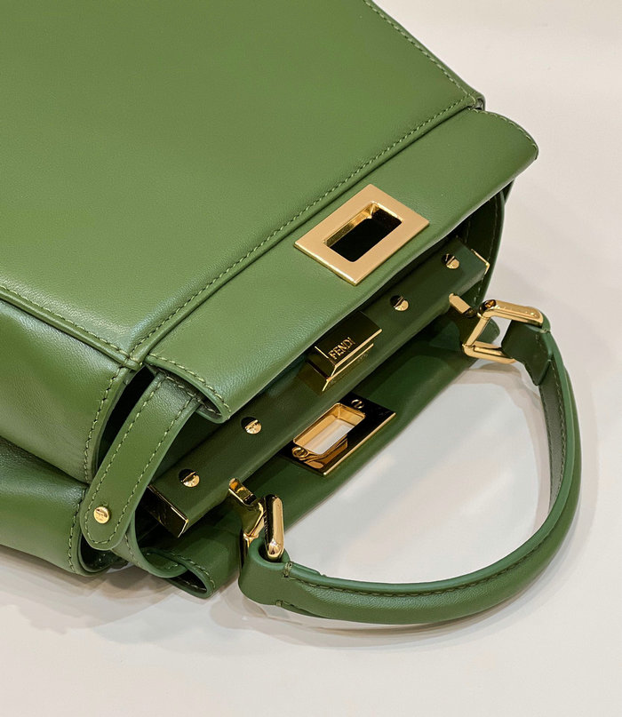 Fendi Nappa Leather Mini Peekaboo Bag Green F8383