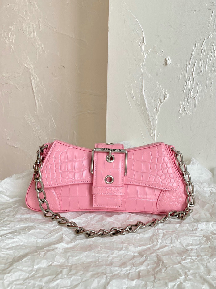 Balenciaga Lindsay Small Crocodile Shoulder Bag Pink B701141