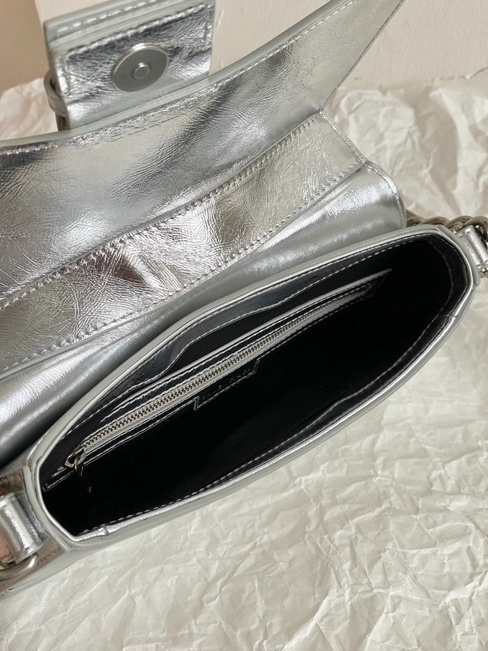 Balenciaga Lindsay Small Leather Shoulder Bag Silver B701141