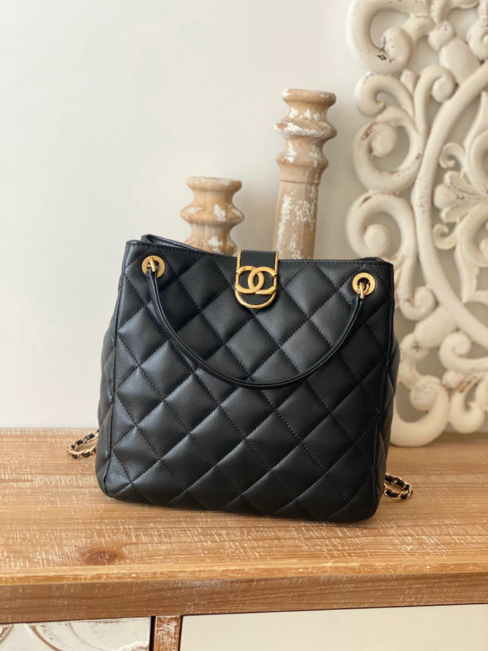 Chanel Lambskin SMALL TOTE Black AS3477