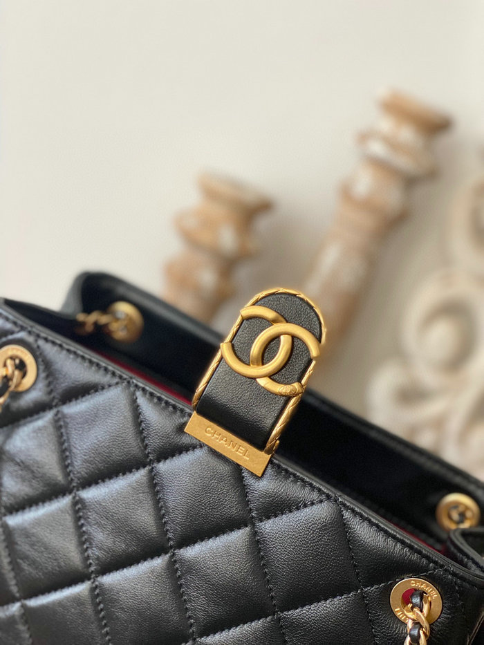 Chanel Lambskin SMALL TOTE Black AS3477
