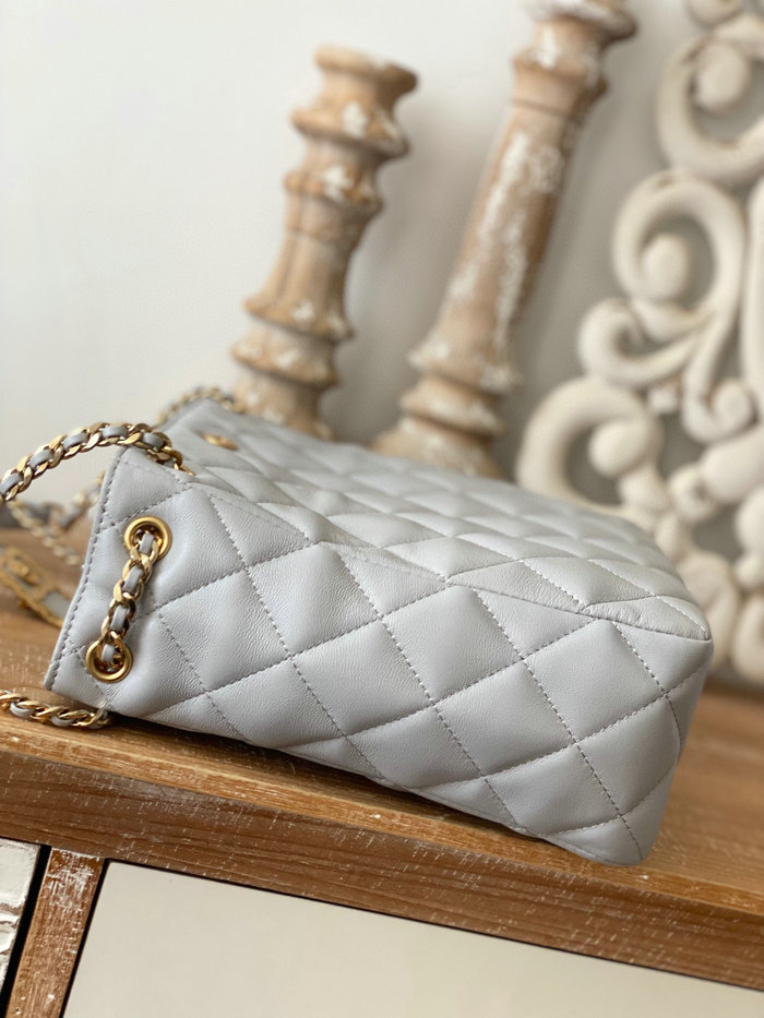 Chanel Lambskin SMALL TOTE Grey AS3477