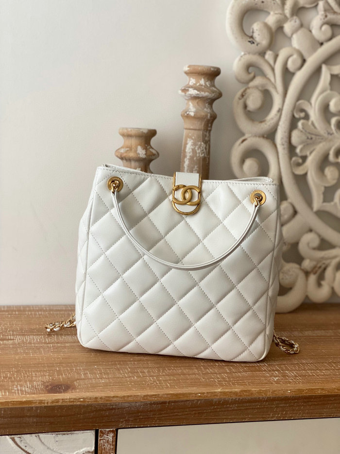 Chanel Lambskin SMALL TOTE White AS3477