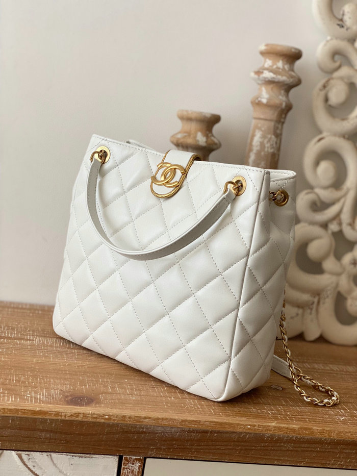 Chanel Lambskin SMALL TOTE White AS3477