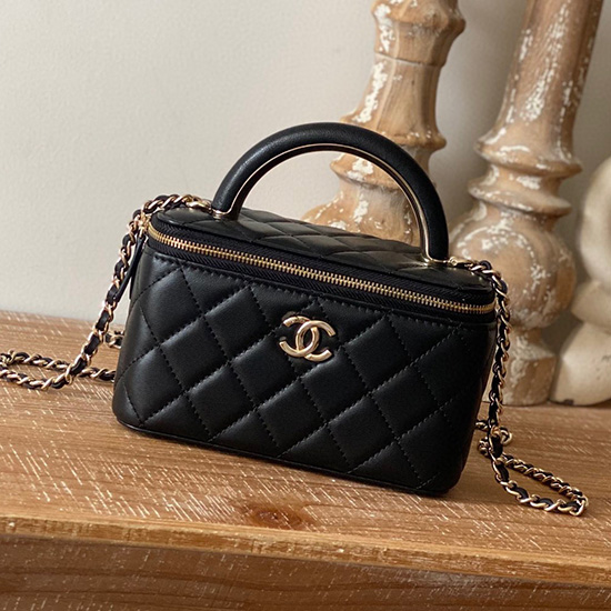 Chanel Lambskin Vanity with Chain Black A81208