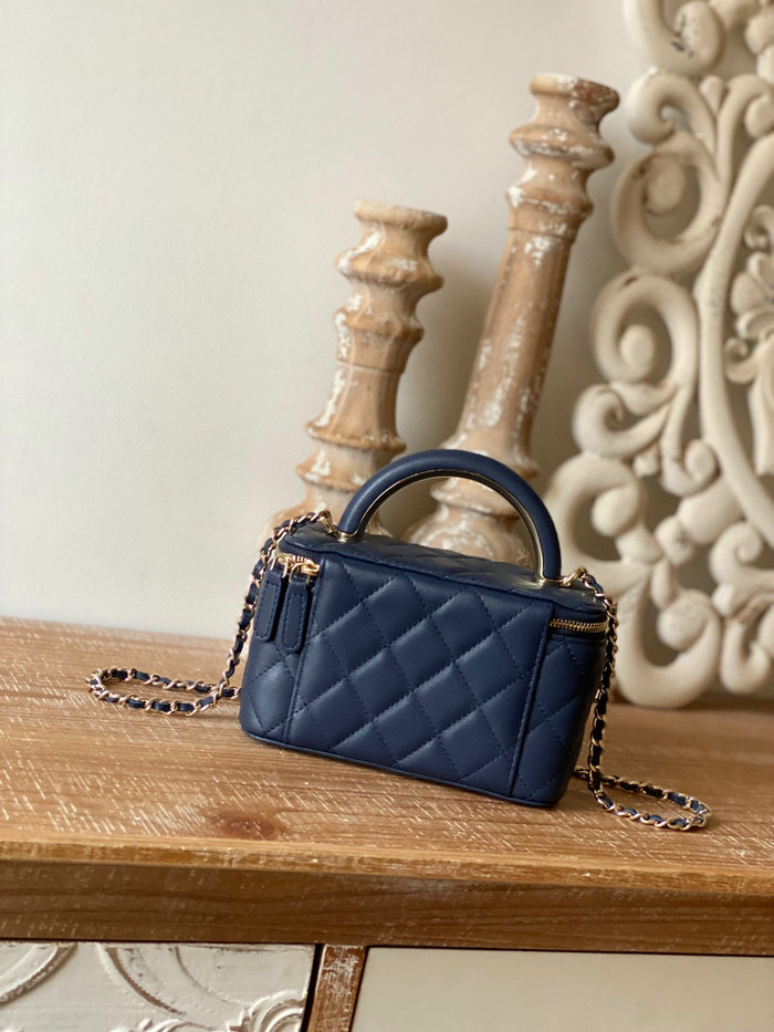 Chanel Lambskin Vanity with Chain Blue A81208