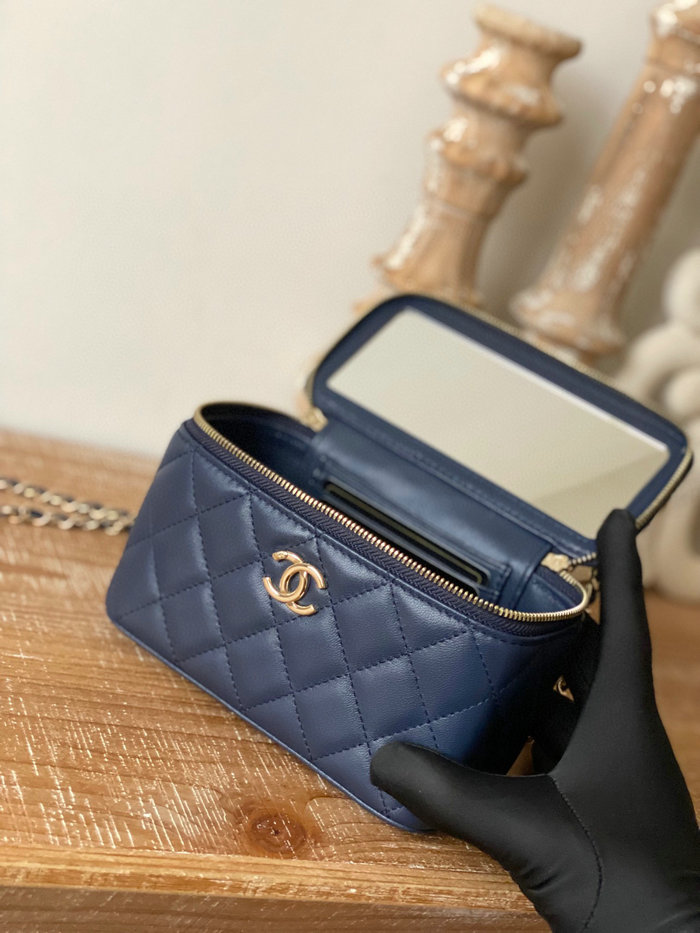 Chanel Lambskin Vanity with Chain Blue A81208