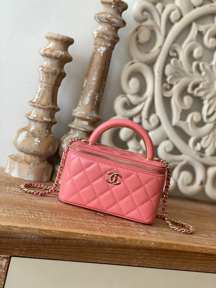 Chanel Lambskin Vanity with Chain Pink A81208