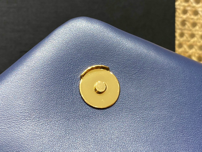 Saint Laurent Small Leather Loulou Chain Bag Blue 494699
