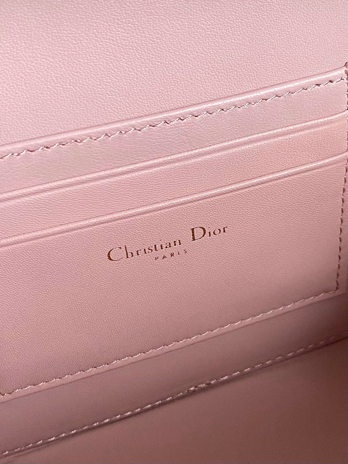 DIOR CARO BOX BAG WITH CHAIN Pink D7301