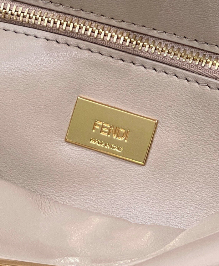Fendi Braided Leather Mini Peekaboo Bag Beige F80109