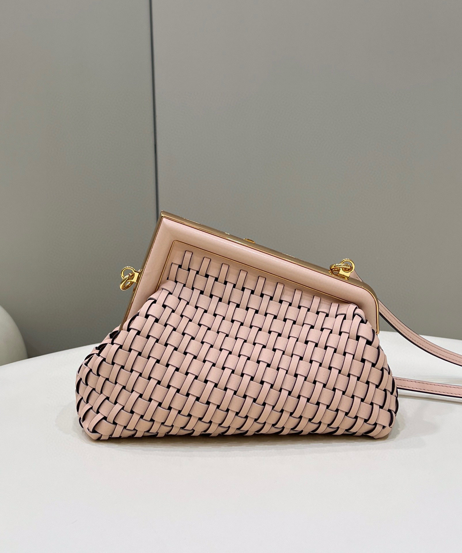 Fendi First Small braided leather bag Pink F80103