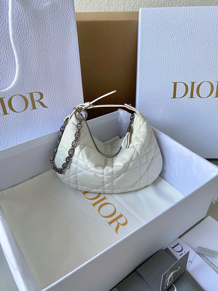 Mini Dior Caro Tulip Bag White S5139