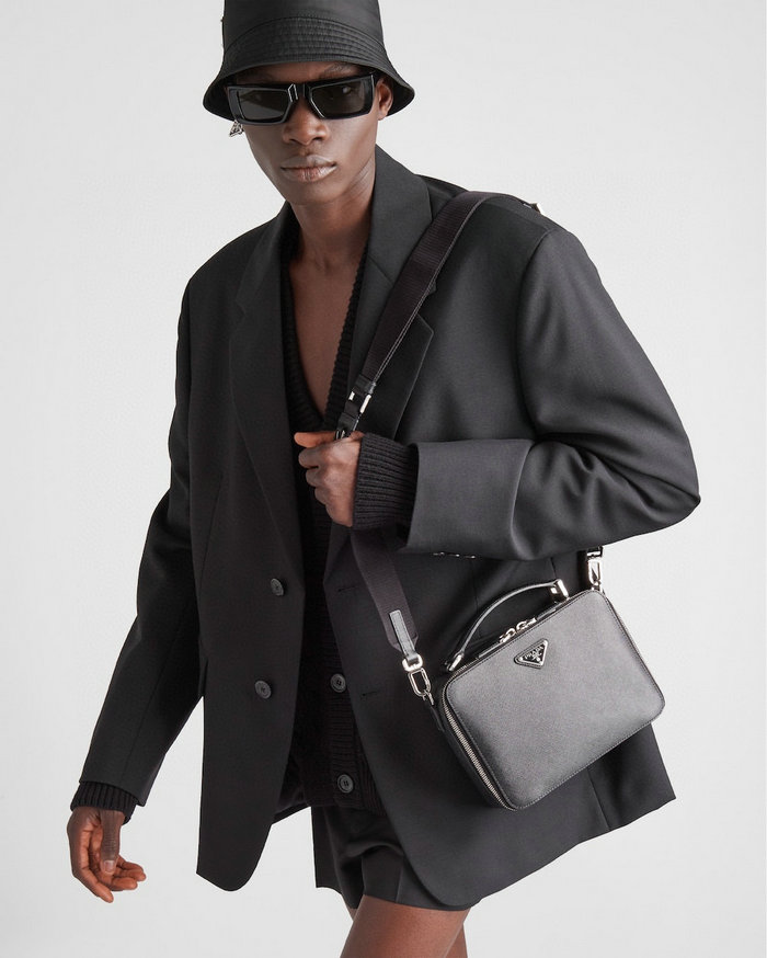 Prada Brique Saffiano leather bag Black 2VH069