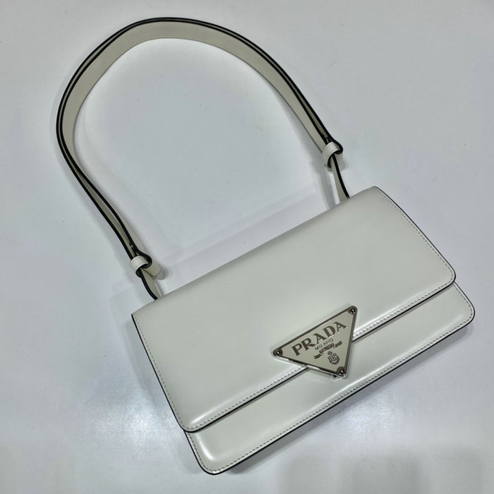 Prada Embleme brushed-leather bag White 1BD321