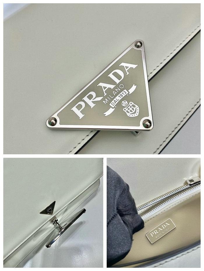 Prada Embleme brushed-leather bag White 1BD321