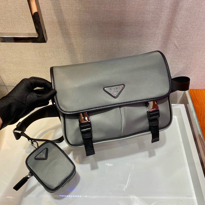 Prada Re-Nylon and Saffiano leather shoulder bag Grey 2VD769