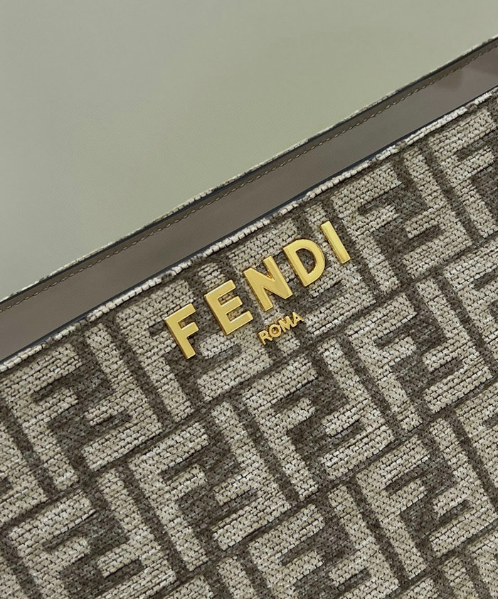 Fendi O'Lock Zip tapestry fabric bag Beige F8580