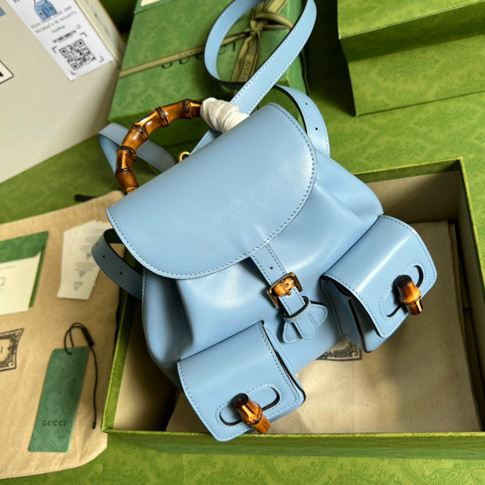 Gucci Bamboo small backpack Blue 702101