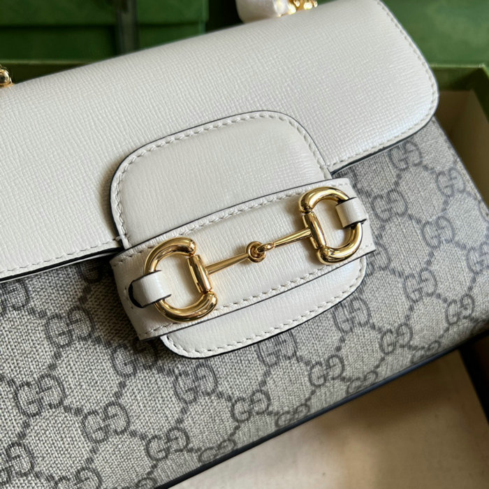 Gucci GG Supreme Horsebit 1955 top handle bag White 703848