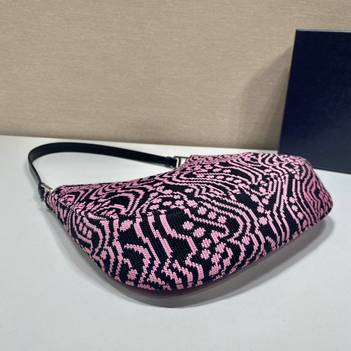 Prada Cleo jacquard knit and leather bag Pink 1BC499