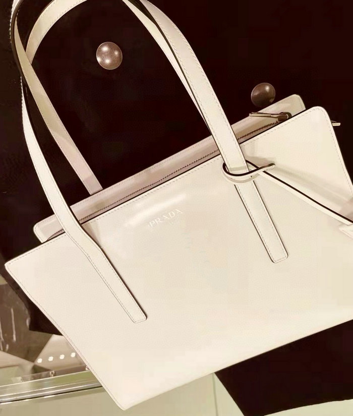 Prada Re-Edition 1995 brushed-leather medium handbag White 1BA350